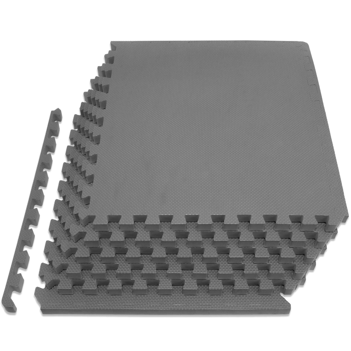 ProsourceFit Extra Thick Puzzle Exercise Mat  EVA Foam Interlocking Tiles for Protective Cushioned Workout Flooring for Home and Gym Equipment Grey - 3/4 inch - 24 Sq Ft - 6 Tiles