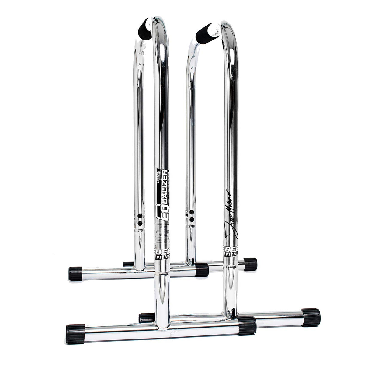 Lebert Fitness Dip Bar Stand - Original Equalizer Total Body Strengthener Pull Up Bar Home Gym Exercise Equipment Dipping Station - Frank Medrano Series Workout Guide and Online Group - Chrome (XL)