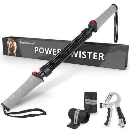 homimanor Adjustable Power Twister Bar - Chest Workout Equipment Arm Exerciser for Shoulder Forearms Biceps and Back Home Gym Upper Body Workout Equipment for Men (66-110 lbs)