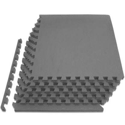 ProsourceFit Extra Thick Puzzle Exercise Mat  EVA Foam Interlocking Tiles for Protective Cushioned Workout Flooring for Home and Gym Equipment Grey - 3/4 inch - 24 Sq Ft - 6 Tiles